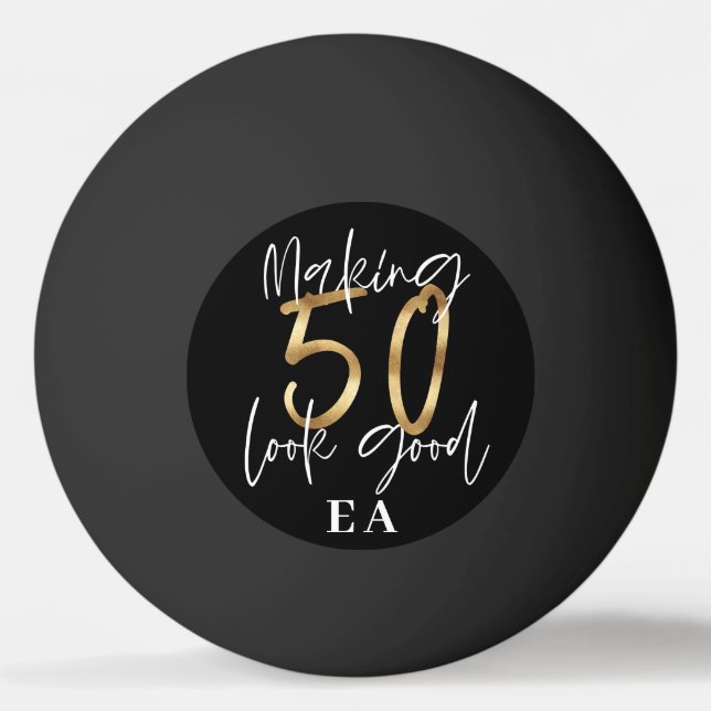 Balle De Ping Pong 50e anniversaire initiales cadeaux personnalisés (Devant)