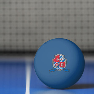 Balle De Ping Pong Aaron lettre A aigle crête rouge bleu
