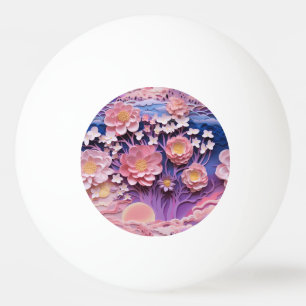 Balle De Ping Pong Adorable Pink Purple Pastel Floral Cutout Motif