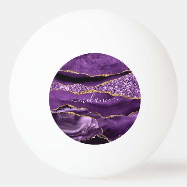 Balle De Ping Pong Agate Purple Gold Nom personnalisé Ping Pong Ball (Devant)