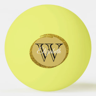 Balle De Ping Pong Ajouter Un Nom Monogram Gold Black Oval