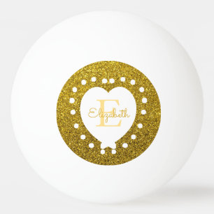 Balle De Ping Pong Ajouter Un Nom Monogramme Gold Parties scintillant