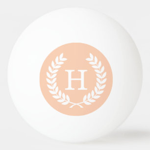Balle De Ping Pong Apricot Blé Blanc Laurel Wreath Monogramme initial