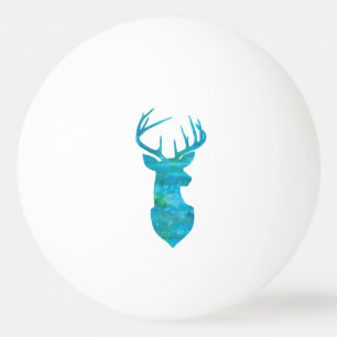 Balle De Ping Pong Aquarelle bleue Cerf Silhouette