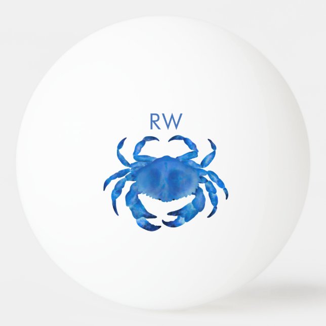 Balle De Ping Pong Aquarelle de crabe bleu personnalisée (Devant)