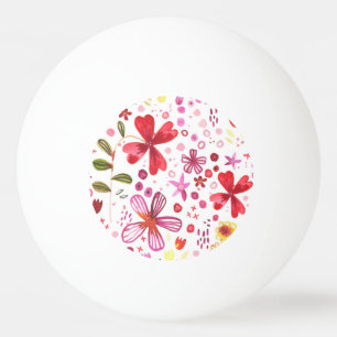 Balle De Ping Pong Aquarelle de fleurs sauvages