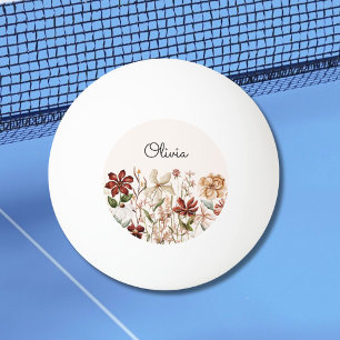 Balle De Ping Pong Aquarelle monochrome Vintage Fleur sauvage Floral