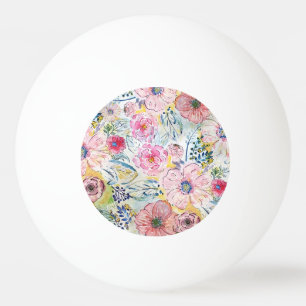 Balle De Ping Pong Aquarelle peinture à la main design floral