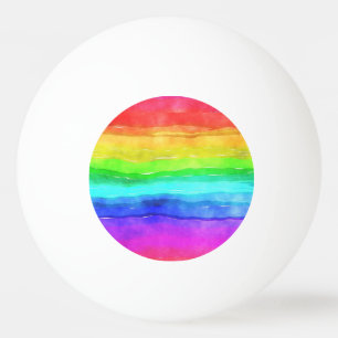 Balle De Ping Pong Aquarelle Rainbow Strips Design Ping Pong Ball