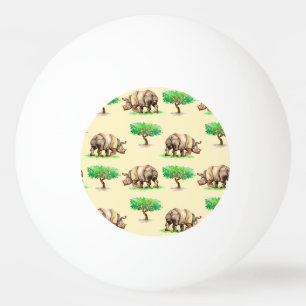 Balle De Ping Pong Aquarelle Rhino : Motif peint à la main.