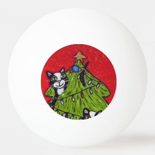 Balle De Ping Pong Arbre de Noël de chats d'art populaire