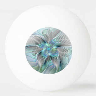 Balle De Ping Pong Art abstrait papillon bleu vert fantasy fractal