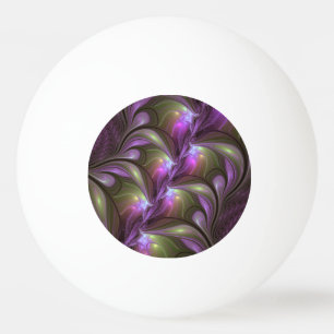 Balle De Ping Pong Art fractal abstrait coloré violet pourpre kaki