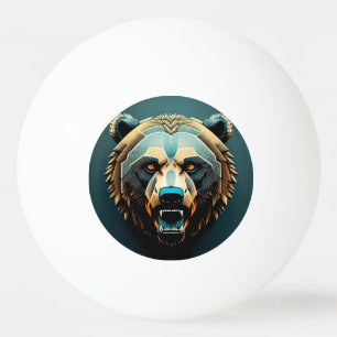 Balle De Ping Pong Art stylisé d'ours féroce