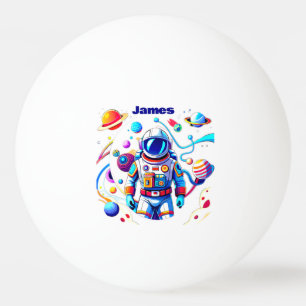 Balle De Ping Pong Astronaut coloré et Univers en couleurs vives
