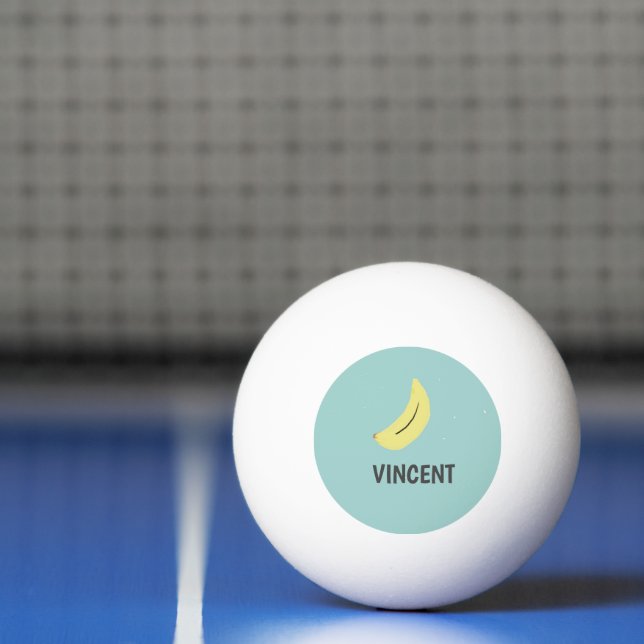 Balle De Ping Pong Banane jaune dessin bleu personnalisé (Filet)
