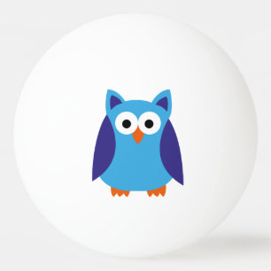 Balle De Ping Pong Bande dessinée bleue de hibou