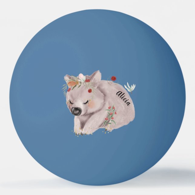 Balle De Ping Pong Bébé mignon Wombat Gold Speckle CustomPing Pong Ba (Devant)
