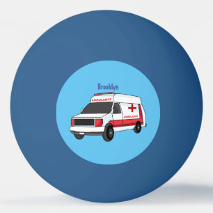 Balle De Ping Pong Belle ambulance rouge caricature van