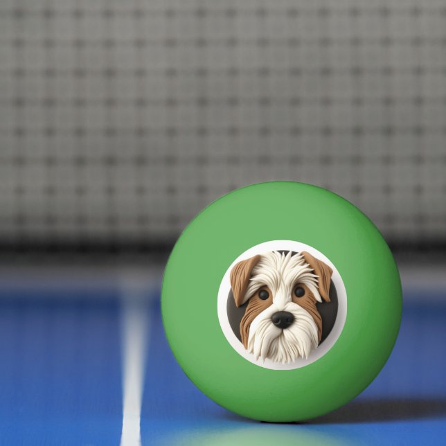 Balle De Ping Pong Biewer Terrier Dog 3D inspiré (Filet)