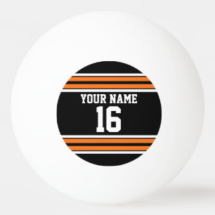 Balle De Ping Pong Black avec Orange White Stripes Team Jersey