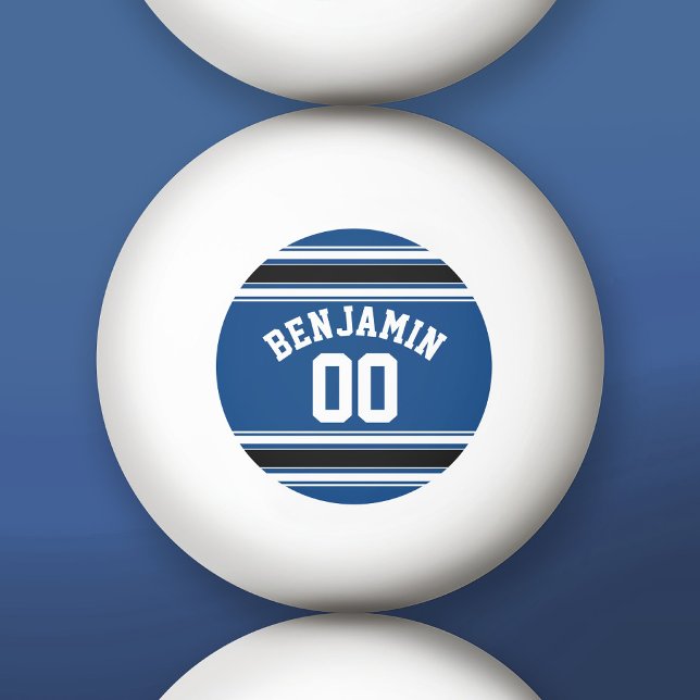 Balle De Ping Pong Bleu et Black Jersey Grandes Nom personnalisé Numé (Custom Ping Pong Balls)