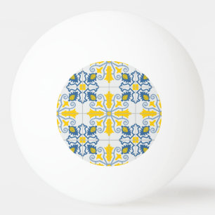 Balle De Ping Pong Bleu et jaune joli carrelage portugais motif