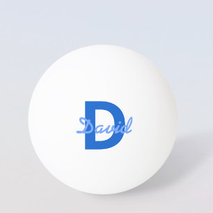 Balle De Ping Pong Bleu foncé et bleu clair Nom modifiable Monogramme
