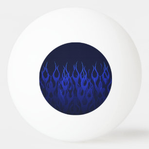 Balle De Ping Pong Blue Racing Flames on Carbon Fiber