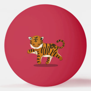 Balle De Ping Pong "Bonne année" en chinois 2022 Tiger Red