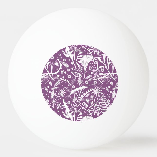 Balle De Ping Pong Botanique violet moderne (Dos)