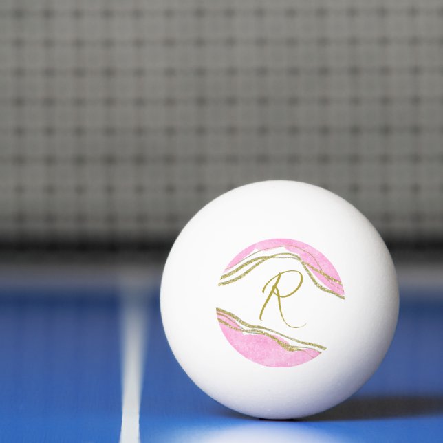Balle De Ping Pong Boules de ping-pong Monogrammes Pink & Gold modern (Filet)