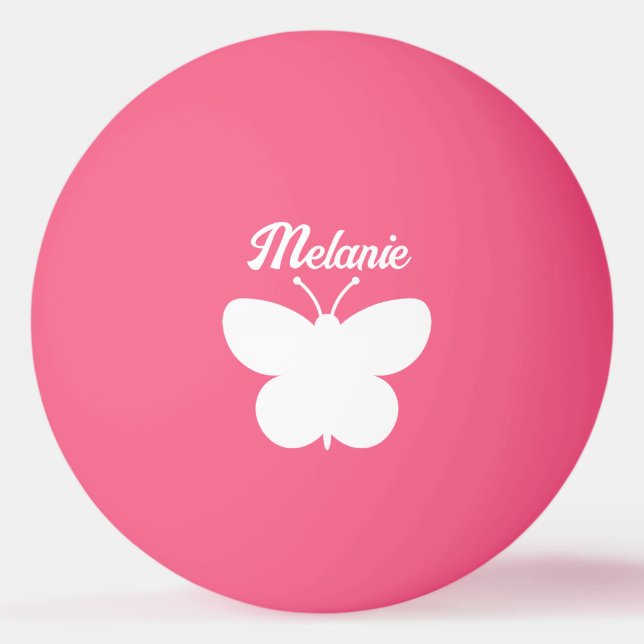 Balle De Ping Pong Boules de ping-pong roses avec logo papillon (Devant)