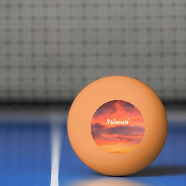 Balle De Ping Pong Bridesmaid Sunset Sky Orange Abstrait Cadeau Favor (Filet)