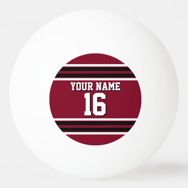 Balle De Ping Pong Burgundy Black Wht Team Jersey Numéro personnalisé (Devant)