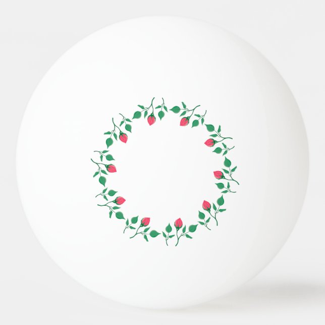 Balle De Ping Pong Cadre rond fleuri avec fleurs roses (Devant)