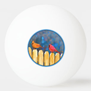 Balle De Ping Pong Cardinals on the Fence Painting - Art original