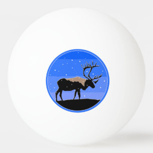 Balle De Ping Pong Caribou en hiver - Art original de la faune