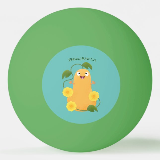 Balle De Ping Pong Caricature citrouille gourde en beuret joyeux (Devant)