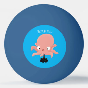 Balle De Ping Pong Caricature de bébé pieuvre rose mignonne humour
