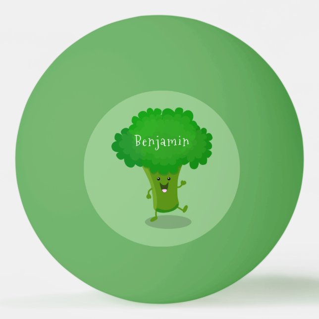 Balle De Ping Pong Caricature de brocoli dansant Cute kawaii (Devant)