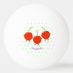Balle De Ping Pong Caricature de cerises rouges à sauter mûr