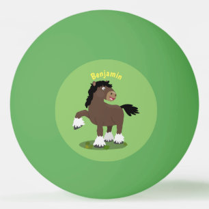 Balle De Ping Pong Caricature de cheval de trait de Cute Clydesdale