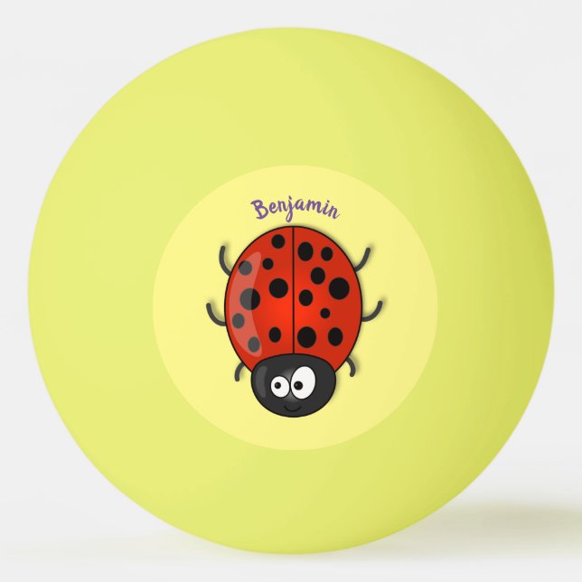 Balle De Ping Pong Caricature de coccinelle rouge joyeux (Devant)