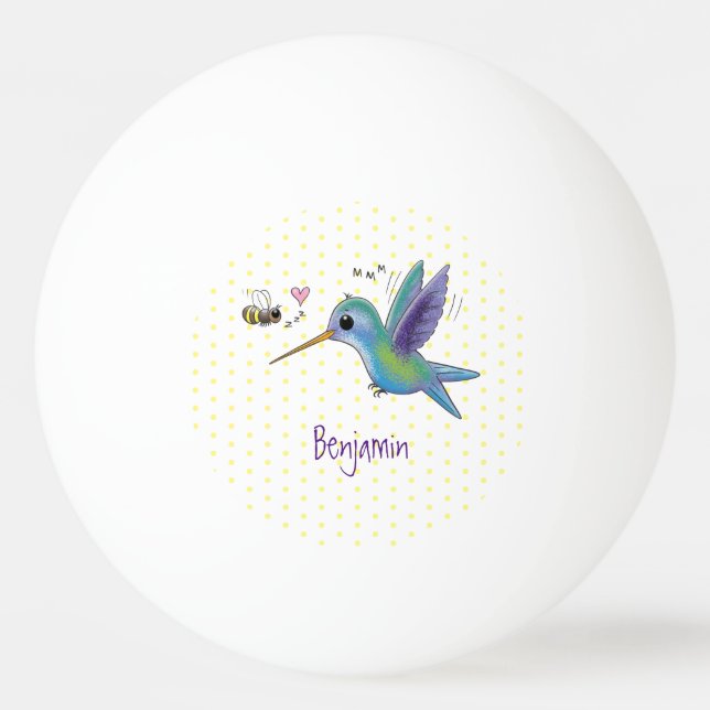 Balle De Ping Pong Caricature de colibri d'abeille mignonne (Devant)