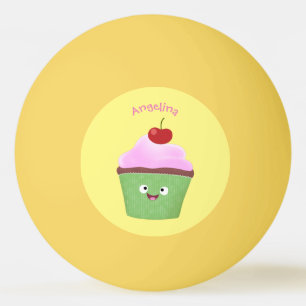 Balle De Ping Pong Caricature de cupcake joyeux