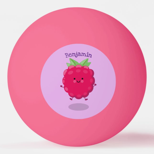 Balle De Ping Pong Caricature de framboise très heureuse (Devant)