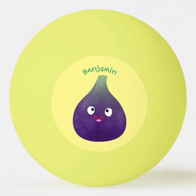 Balle De Ping Pong Caricature de fruits mauve joyeux aux figues (Devant)