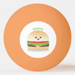 Balle De Ping Pong Caricature de hamburger kawaii joyeux