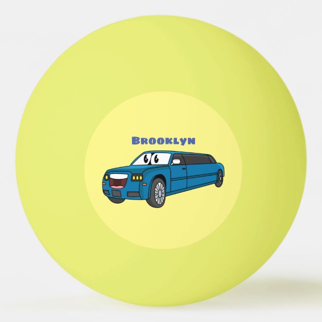 Balle De Ping Pong Caricature de la Limousine bleu mignonne (Devant)